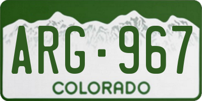 CO license plate ARG967