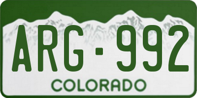 CO license plate ARG992