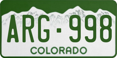 CO license plate ARG998