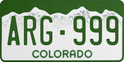 CO license plate ARG999