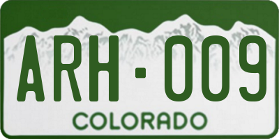 CO license plate ARH009