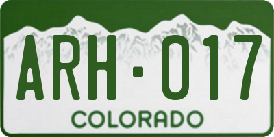 CO license plate ARH017