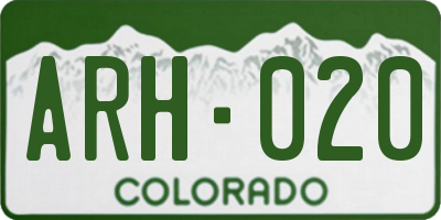 CO license plate ARH020