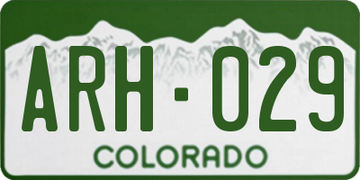 CO license plate ARH029