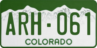 CO license plate ARH061