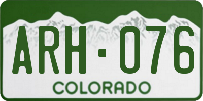 CO license plate ARH076