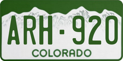 CO license plate ARH920