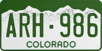 CO license plate ARH986