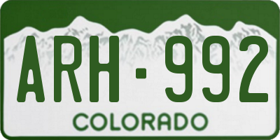 CO license plate ARH992