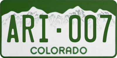 CO license plate ARI007