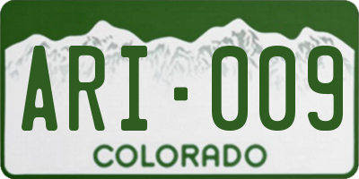 CO license plate ARI009