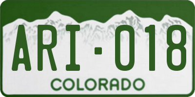 CO license plate ARI018