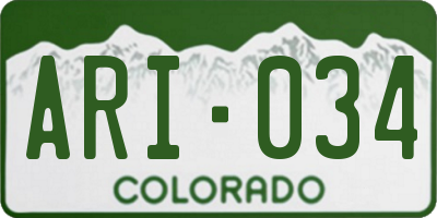 CO license plate ARI034