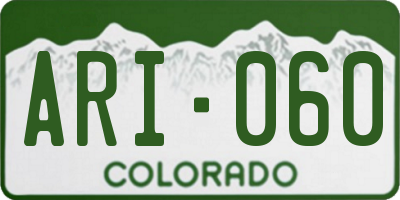 CO license plate ARI060