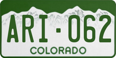CO license plate ARI062