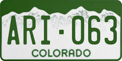 CO license plate ARI063