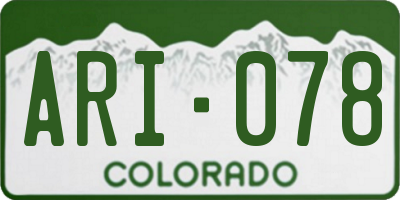 CO license plate ARI078