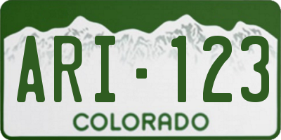 CO license plate ARI123
