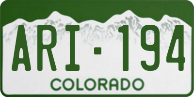 CO license plate ARI194