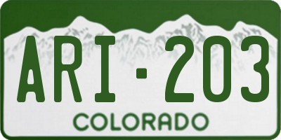CO license plate ARI203