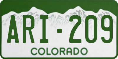 CO license plate ARI209