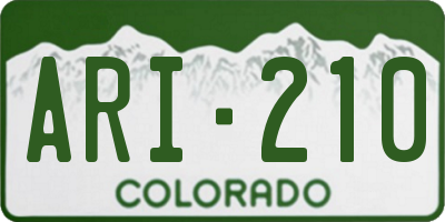 CO license plate ARI210