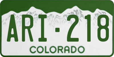 CO license plate ARI218