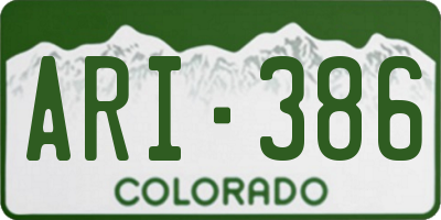 CO license plate ARI386