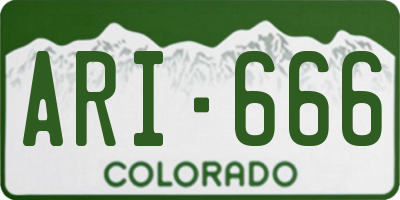 CO license plate ARI666