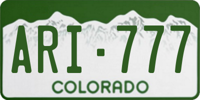 CO license plate ARI777