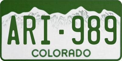 CO license plate ARI989