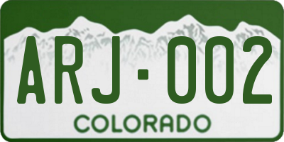 CO license plate ARJ002