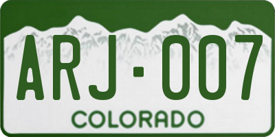 CO license plate ARJ007