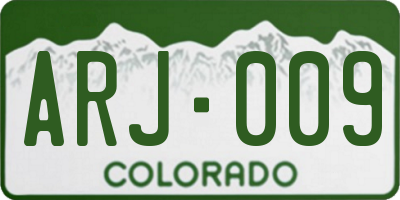 CO license plate ARJ009
