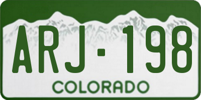 CO license plate ARJ198