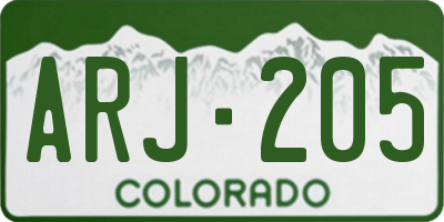 CO license plate ARJ205