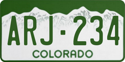 CO license plate ARJ234