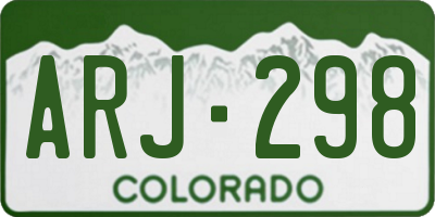 CO license plate ARJ298