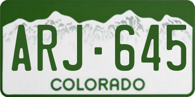 CO license plate ARJ645