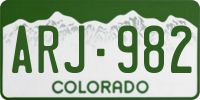 CO license plate ARJ982