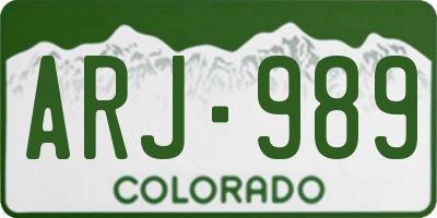 CO license plate ARJ989