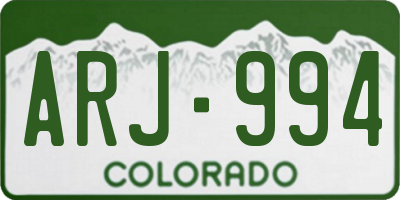 CO license plate ARJ994