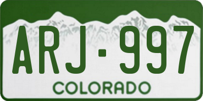 CO license plate ARJ997