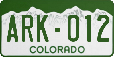 CO license plate ARK012