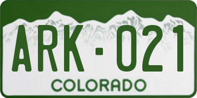 CO license plate ARK021