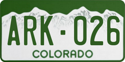 CO license plate ARK026