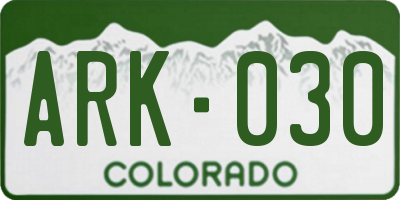 CO license plate ARK030