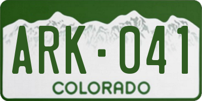 CO license plate ARK041