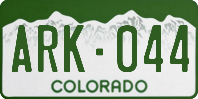 CO license plate ARK044