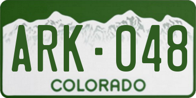 CO license plate ARK048